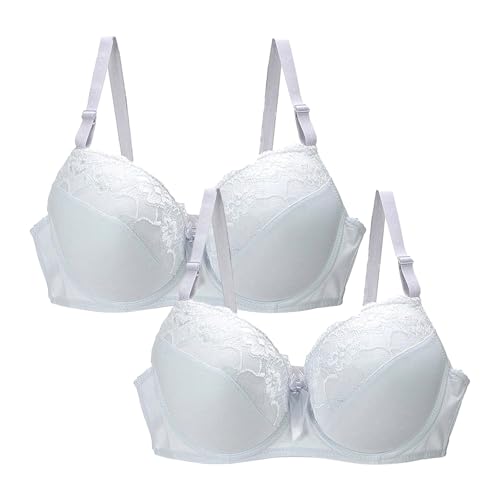 Juego de 2 sujetador sexy encaje mujer 2025 ropa interior deportiva ligera elástica inalámbrica para deportes diarios ropa interior soporte garganta sin costura entrenamiento sujetador BH, rosa, 80D
