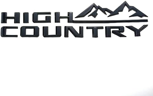 Image of 1Pc High Country Emblem Rear Tailgate Letter Logo Car Badge Nameplate Replacement for 2019-2025 Tahoe Silverado (1Pcs Rear Emblem - Glossy Black)