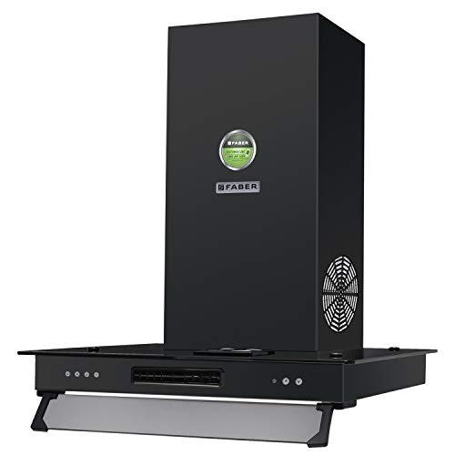 Image of Faber 60 cm 1095 m /HR Straight Glass Kitchen Chimney (3N1 AEROSTATION GLAMOUR 3D FT BK 60, Baffle Filter, Black)