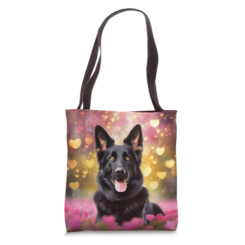 Romantic Black German Shepherd Dog Gift Tote Bag