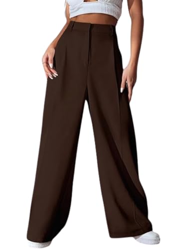Image of GRECIILOOKS Women High Rise High Waist Trousers Flared Korean Style Formal Pants| Elegant Workwear for Office, College & Events (Available in Plus Size)