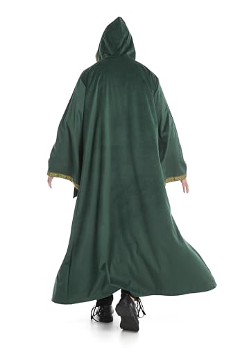 TOONRAIN Velvet Wizard Hooded Robe for Adult, Medieval Cape Renaissance Cloak for Men Women Halloween Costume