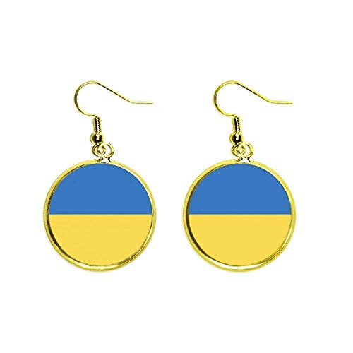Pendientes de Ucrania con bandera nacional dorados para mujer