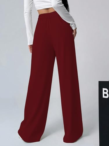 Image of Shasmi Women's Loose Mid Rise Solid, Pleated Trousers, Wide Leg Pocket Casual Long Korean Trousers Pant (146)