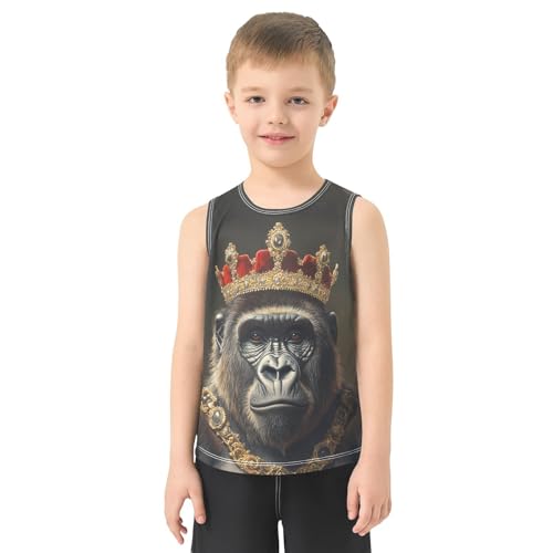 Boys Tank Top Shirts Animal Gorilla Crown Sleeveless T-Shirts Crew Neck for Kids Clothing Children2