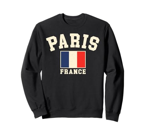 Vintage Paris Francia Bandera Francesa Recuerdo Retro Gráfico Sudadera