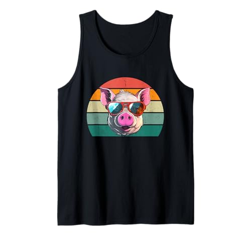 Cool Pig In Gafas de sol - Retro Funny Pig Lover Camiseta sin Mangas