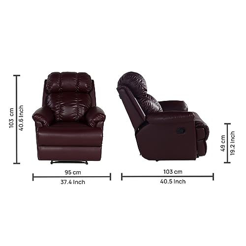 Image of Recliners India 369 Single Seater Recliner Sofa | 3 Modes of Comfort | Manual Recliner Chair | Cushion Armrest | Living Room Recliner Sofa | 1-Year Manufacturer Warranty | Colour- Burgundy
