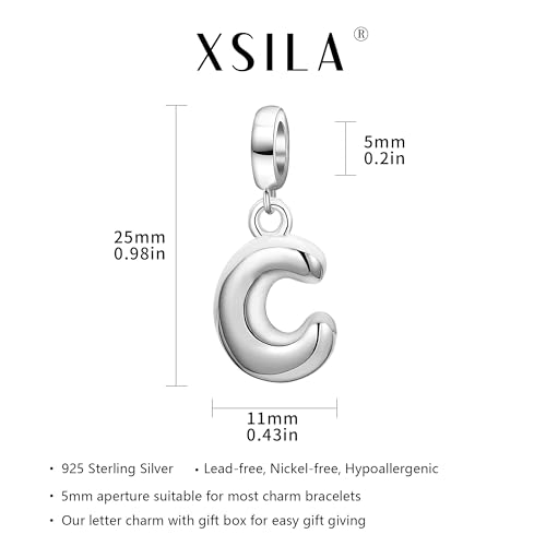 925 Sterling Silver Letter Charms for Bracelet Alphabet Bubble Initial Dangle Charms Beads Jewelry Gifts for Women3