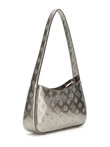 Guess Arnela Top Zip Shoulder Bag Pewter Logo - 2