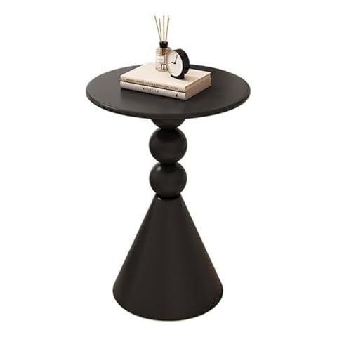 LWWJJ Round Side Table Modern Small End Table, 15.7"x15.7"x24.0" Pedestal Table Circle Accent Table Metal, Drink Tables for Small Spaces Martini Table for Living Room Couch Office, Black Cover