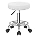 KKTONER PU Leather Round Rolling Stool with Foot Rest Swivel Height Adjustment Medical Spa Drafting Salon Tattoo Work Office Massage Stools Task Chair White Small (white)