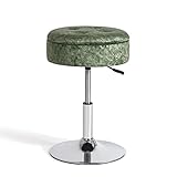 Adeco 360°Swivel Storage Vanity Stool Chair,19.2' to 24.8' Height Adjustable Makeup Stool ,Round Tufted Button Storage Ottoman Footrest with Removable Tray for Living Room Bathroom Makeup Room