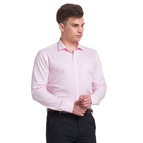 Image of Park Avenue Men's Pure Cotton Checks Pattern Slim Fit Semi Cutaway Collar Full Sleeve Formal Shirt