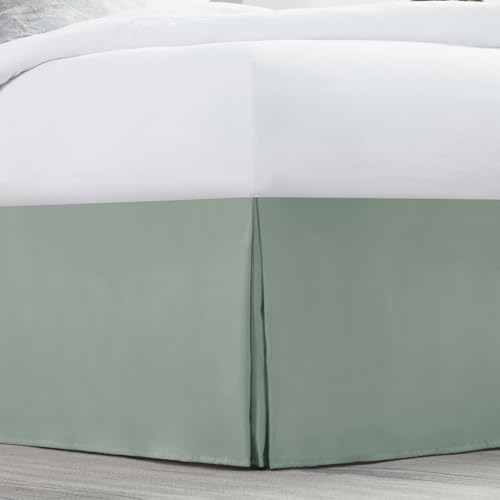 Image of Nestl Sage Green Twin Bed Skirt - Twin Size Bed Skirt 14 Inch Drop - Brushed Microfiber Bed Skirts - Hotel Quality Pleated Bed Skirt - Shrinkage & Fade Resistant