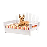 ILLIYIN Indoor/Outdoor 22' Wood Adirondack Pet Chair with Cushion - White