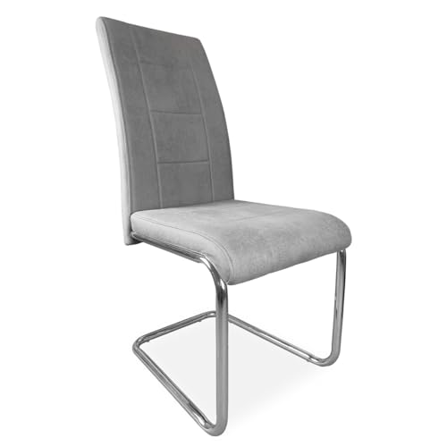 amuéblate Online - Pack de 4 Sillas Tapizadas para Salón, Comedor, Acabadas en Marengo con Patas Cromadas, Modelo Aris, Medidas: 42,5 cm (Ancho) x 52 cm (Fondo) x 99 cm (Alto) - imagen 3