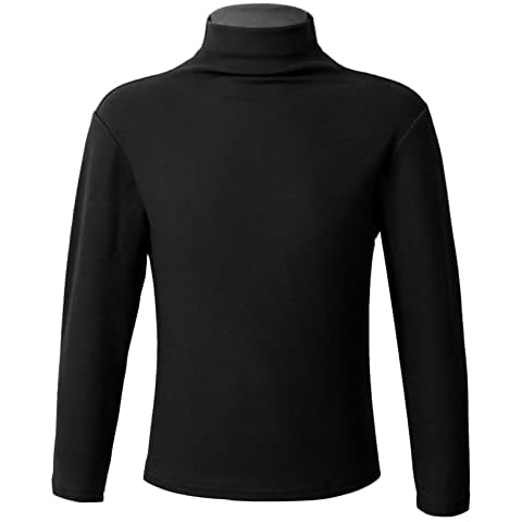 YUUMIN Mädchen Junge Rollkragen Thermoshirt Warm Langarm Thermo Unterhemd Sweater Langarmshirt Sport Tank Crop Top Weich Shirt Unterhemd SLIN Gr. 80-128 Schwarz 110-116 Cover