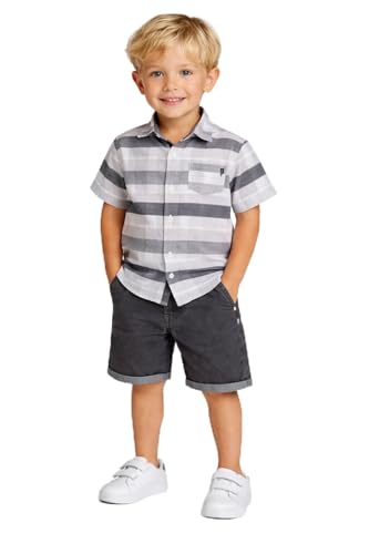 Image of DKNY Boys' Shorts Set - 2 Piece Short Sleeve Collared Button Down Shirt and Stretch Denim Shorts for Boys (Sizes: 8-12)