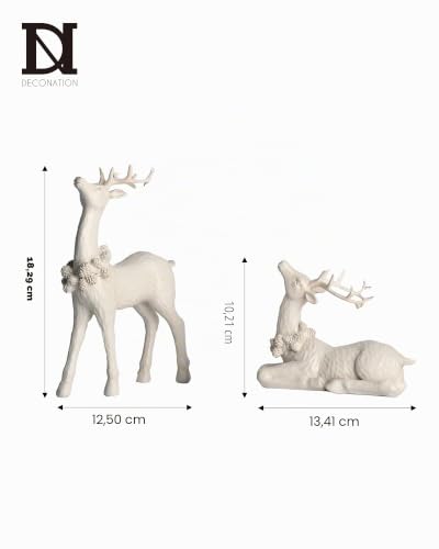 DN DECONATION Weihnachtsdeko Hirsch Figuren, Weiße Weihnachtsrentier Statue – Ansicht 6