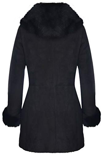 Infinity Leather Women's Black Hooded Suede Merino Shearling Sheepskin Toscana Jacket Coat3