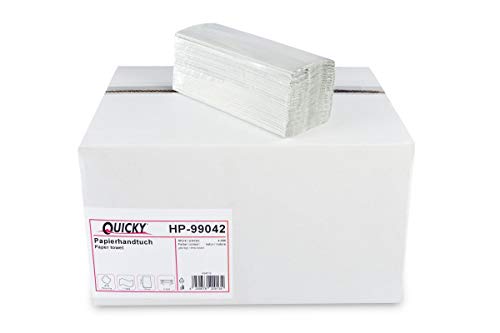 Quicky Papierhandtuch, C-Falz, 25 x 23 cm, 2lag, rec. grau, 4000 Blatt, 1er Pack (1 x 1 Stück), HP-99042, braun, 25 x 31 cm Cover