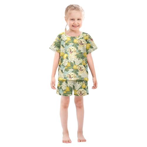 ALAZA Lemon Flowers Dog Pajama Set Short Sleeve Sleepwear Soft Lounge Nightwear3