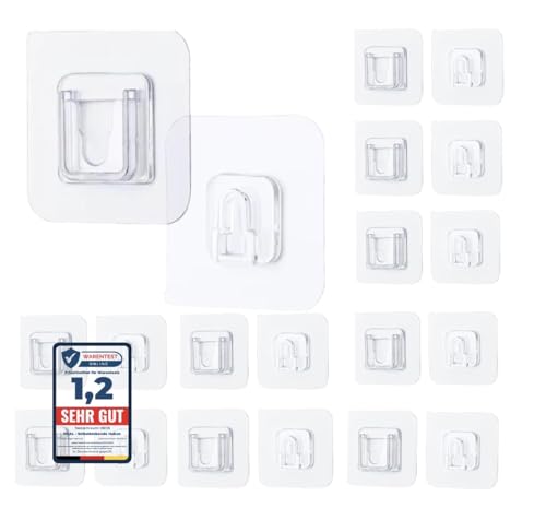 Daal® 10 Sätze Selbstklebende Haken Transparente Wandhaken ohne Bohren Starke Klebehaken Küche Bad Unsichtbare Kunststoffhaken Wiederverwendbar Doppelseitig glatte Oberflächen Max 10kg (10 Stück)