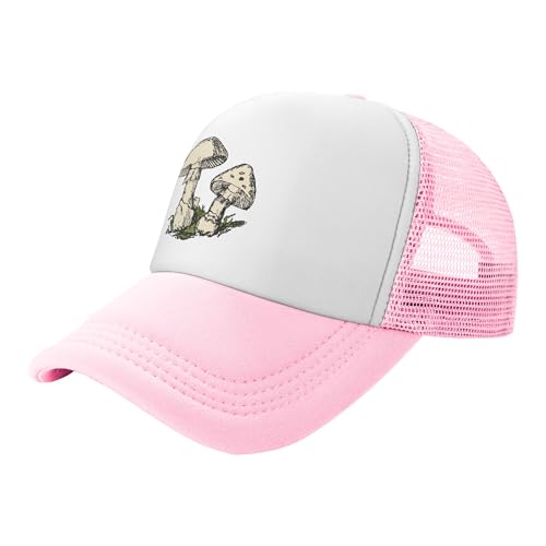 Colored Mushrooms Lightweight Mesh Baseball Hat Fishing Sun Cap Outdoor Casual Cap Pink
