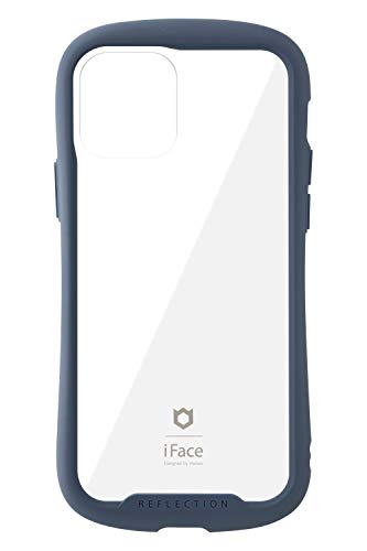 iFace Reflection iPhone 12/12 Pro ケース クリア 強化ガラス iPhone2020 6.1インチ [ネイビー]