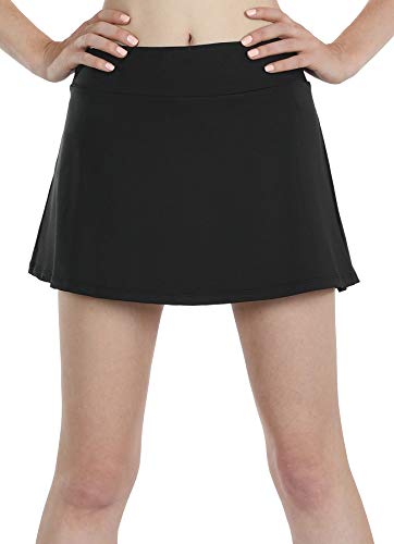 icyzone Athletic Skirts for Women - Workout Running Golf Tennis Skort with Pockets (S, Black)