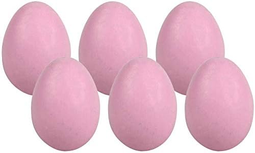 6-Pack Wooden Eggs Unfinished Wooden Fake Eggs Easter Craft Eggs for Display Children DIY Painting Decoration - Pink