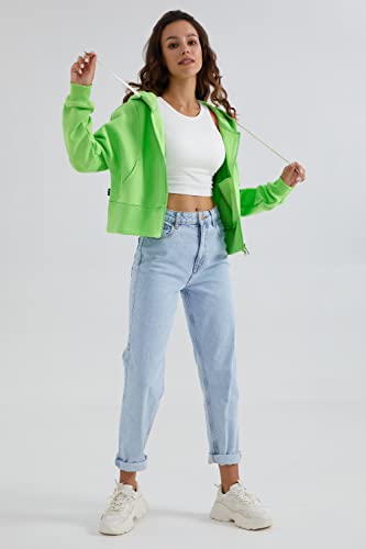 Orolay Women's Zip Up Hoodie Long Sleeve Cropped Sweatshirt Girls Workout Jacket Basic Casual Top Green L #TOP3
