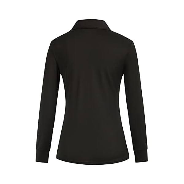 JACK SMITH Women Long Sleeve Polo Shirts Sports Athletic Shirts Dry Fit Golf Tennis Tops Zip Up Workout Shirts Black XL