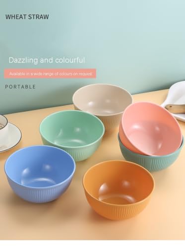 Image of PRANIJ Reusable Wheat Straw Bowl Set of 6 - Dishwasher & Microwave Safe - BPA Free - Unbreakable Cereal Bowls for Salad, Rice, Soup - 750 ML