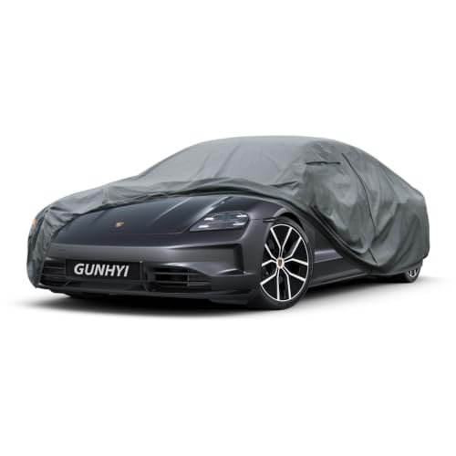 Image of GUNHYI Premium Car Cover Custom Fit Porsche Taycan, 16 Layers Heavy Duty Car Cover Waterproof All Weather with Zipper Door for Sun Rain Snow Dust Uv Protection