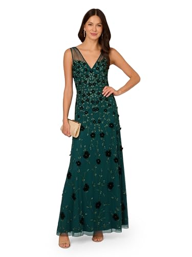 Adrianna Papell Women's Beaded Mesh Illusion Dress4