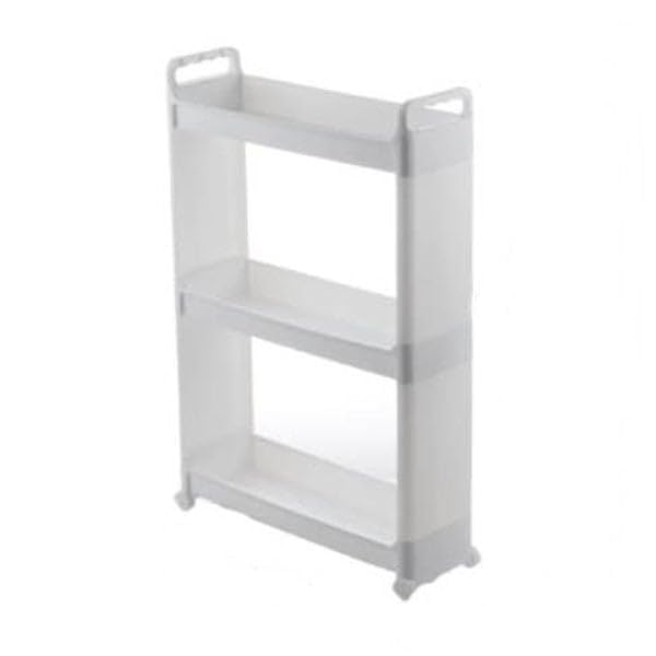 Xisilla Schmalregal met wielen - 3-laags keukenrek wit - Ruimtebesparend voor badkamer/woonkamer 14 cm breed