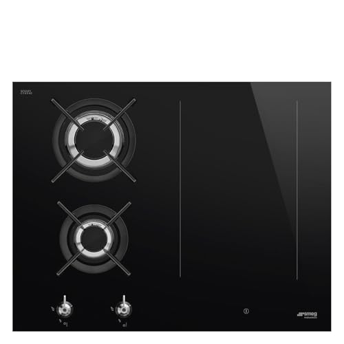 SMEG PM3643D, Table de cuisson à induction et à gaz CLASSICA, Black glass