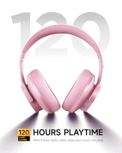 Image of Picun B8 Headphones Wireless Bluetooth, 120H Bluetooth Headphone Over Ear with 3EQ Music Modes, Hands-Free Calls, Deep Bass Headphones for Travel Home Office Cellphone PC (Pink)