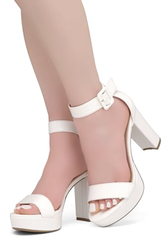 Image of Herstyle Women's Chunky Platform Heels - 4 Inch Block Heeled Sandals, Open Toe Dressy Strappy Heels with Ankle Strap for Wedding, Prom, Party & Graduation