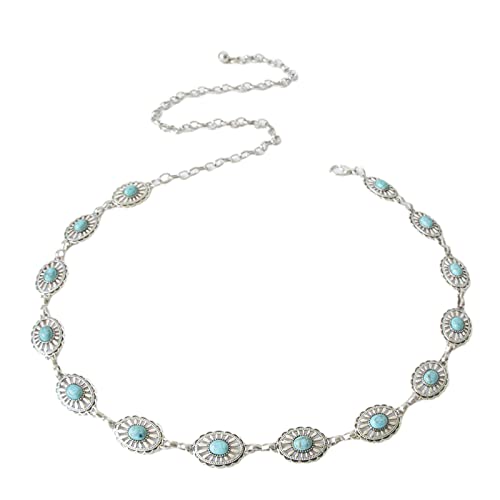 appuivbt Western Turquoises Chain Belt for Women Waist Chain Belt Belly Chain for Dress Body Chain Jewelry