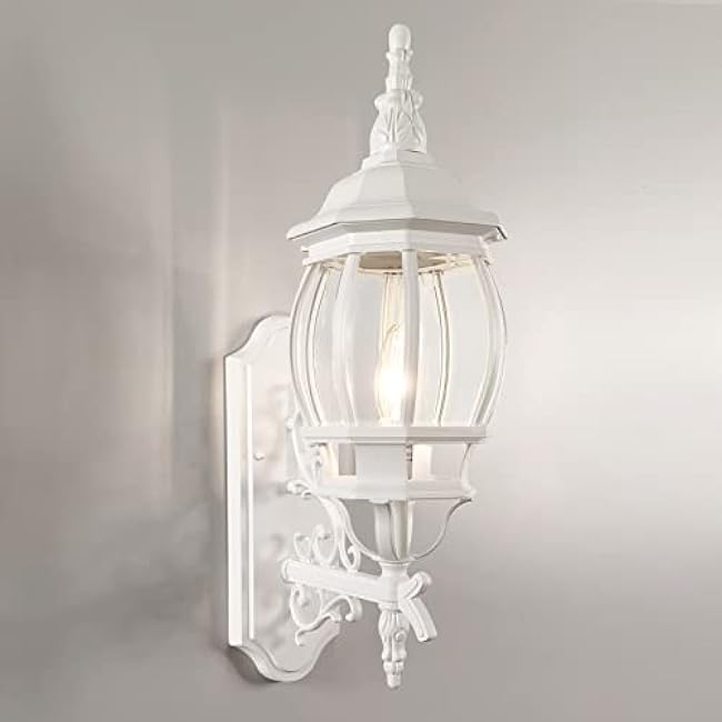 Krychiler White Outdoor Wall Lantern, Wall Sconce Outside Light Fixtures for Porch Exterior Wall Lantern Waterproof Sconce Lights Wall Lights for Living Room