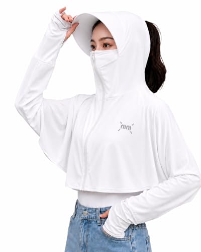 Image of Celary Women Sun Protection Hoodie Jacket with Face Cover |Korean UV Jacket|Extra Lightweight Full Sleeve UV Protection Hooded Shrug for Daily Wear |Pollution-UPF 50+ Protection