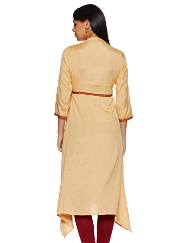 Image of Rangriti Beige Viscose A Line Kurta for Women