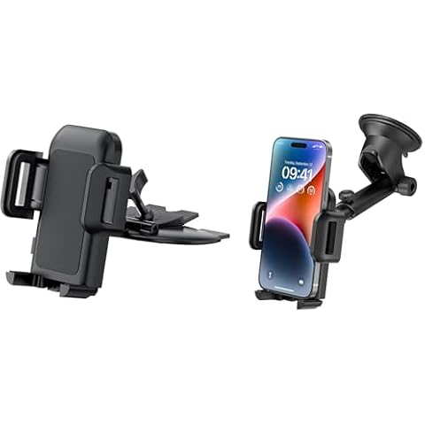 CD Slot Car Phone Mount and Car Phone Holder Mount with Strong Suction Cup Dashboard Windshield,Car Phone Holder Mount Compatible with iPhone 15 14 13 12 11 Pro XR XS MAX Galaxy S20 S20+ S10 S9 S8 Cover
