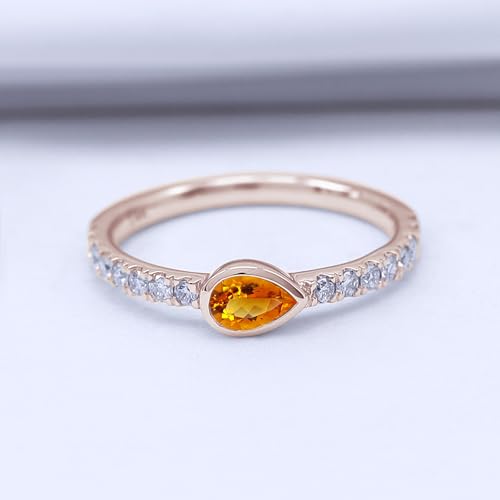 Pear Cut Simulated Birthstone & Round Lab Created Moissanite Diamond Bezel Set Half-Eternity Engagement Ring Jewelry For women In 14K Gold Over Sterling Silver (0.50 Cttw)2