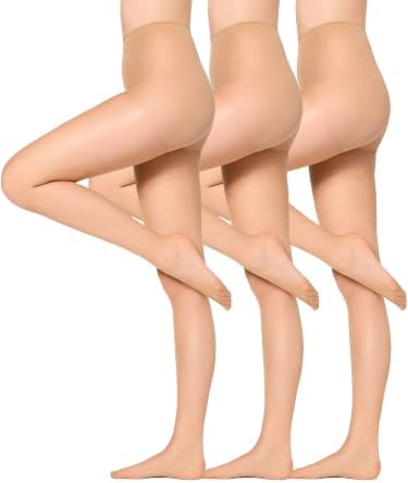 Nur Die 3er Pack Seidenfein 15 DEN Fein-Strumpfhose seidig glänzende Optik Komfortbund reißfest transparent Damen