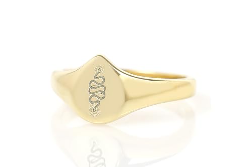 Bague serpent en or massif 14k gravée d'une goutte d'eau