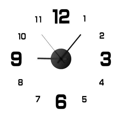 Generico Reloj de pared 3D - Reloj moderno silencioso y sin tic-tac, diseño decorativo a pilas, gran pantalla de fácil lectura | Decoración de pared para, salón, dormitorio de,